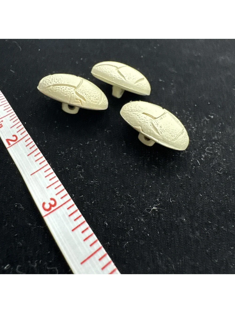 Set of Three Vintage Aran Football Buttons Cream 1”